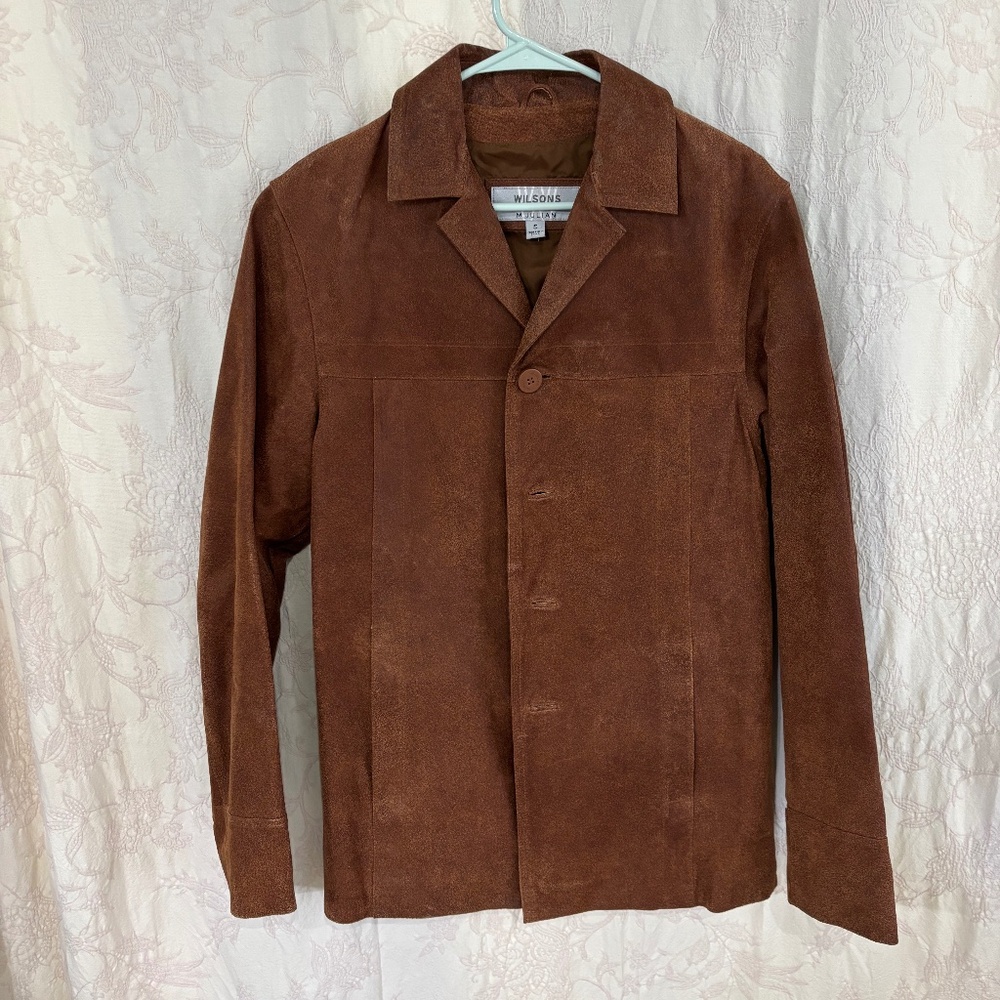 Wilson’s M Julian Collared Button Closure Leather Jacket Brown Size S